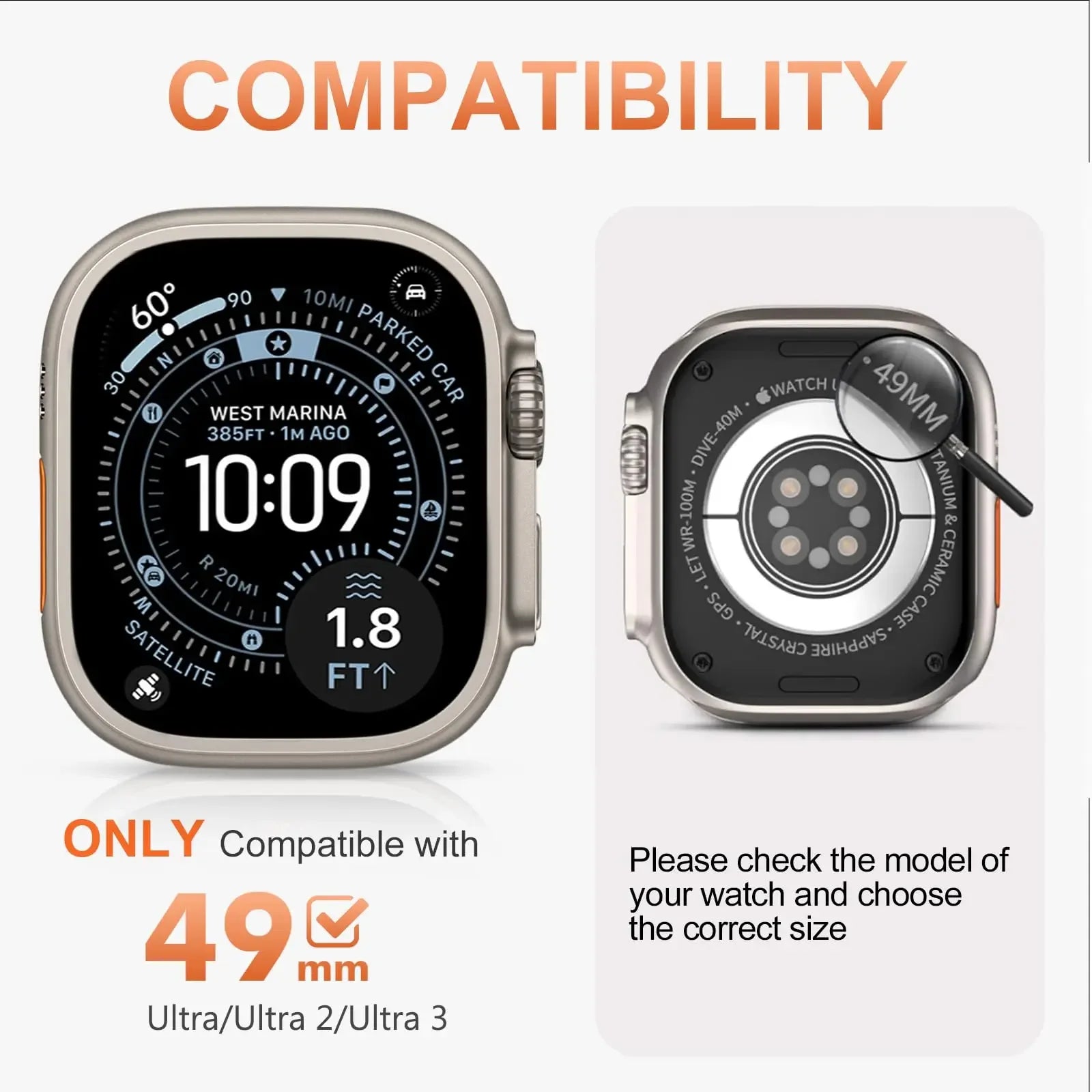 Halo Style Case for Apple Watch Ultra 2 3 49mm Metal Alloy Cover Hard Bumper for IWatch Ultra Full Protector Natural Black Color