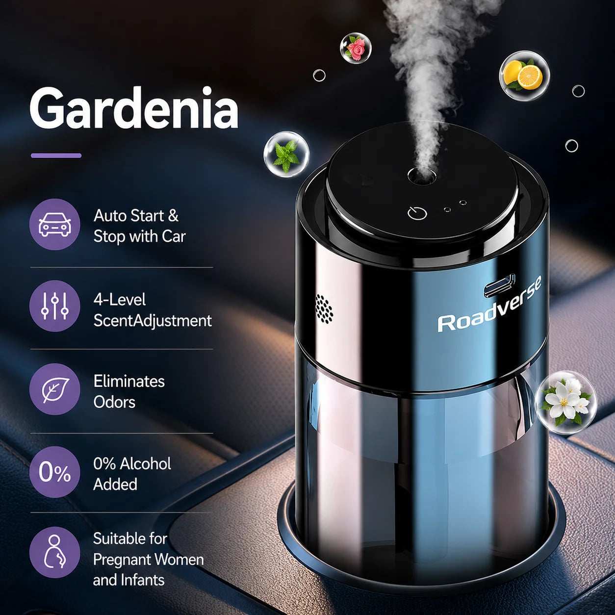 Smart Car Air Freshener Air Purifier Humidifier Fragrance Dispenser Odor Removal Decorations Dual-use Home and In-car