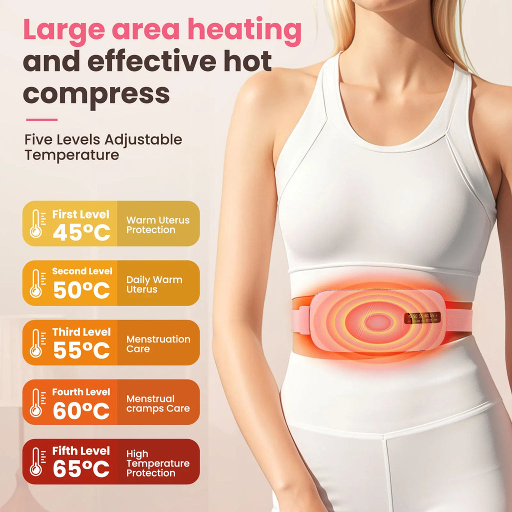 Women's Intelligent Menstrual Heating Belt 5-Speed Heat 4-Speed Vibration Massage Womb Warmer Nuangongbao Period Relief Waist Mat