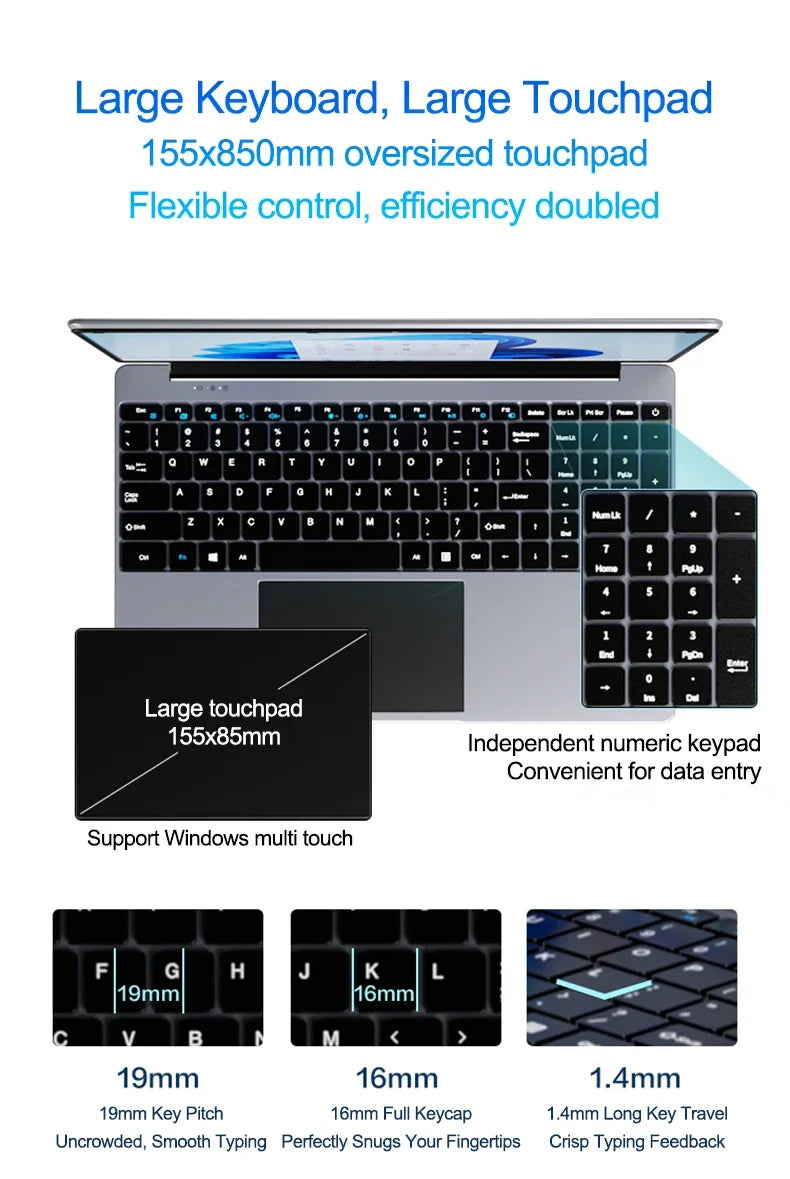 High Speed Business Gaming Laptop 32GB Large Memory 2TB Big SSD Smooth Running Daily Use Computer