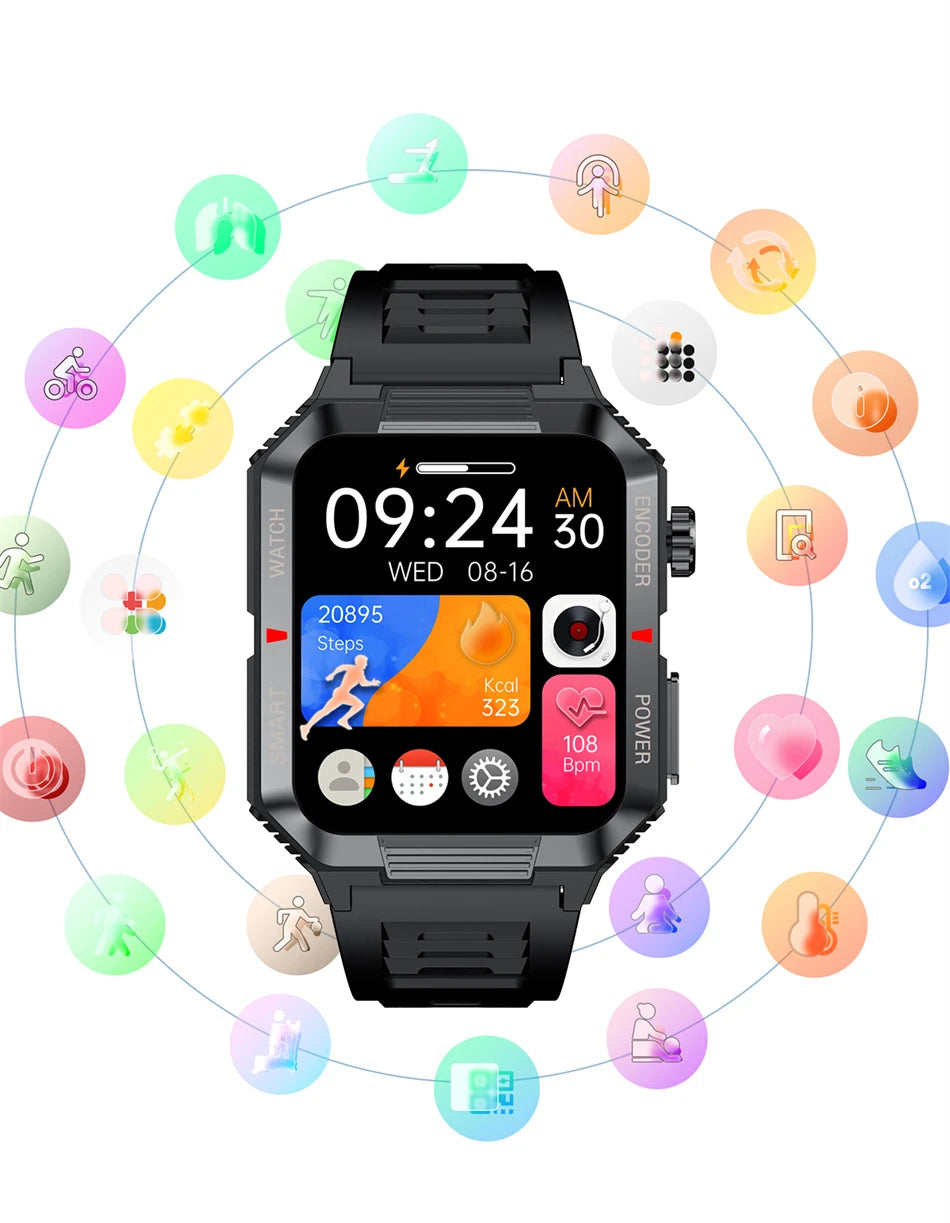 ChiBear NFC GPS Bluetooth Call Smart Watch 1.99'' HD Screen 120+ Sports Fitness Watch Outdoor Weather IP68 Waterproof Smartwatch