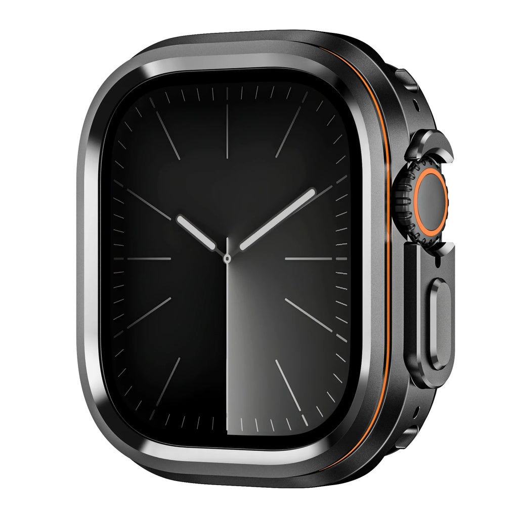 Halo Style Case for Apple Watch Ultra 2 3 49mm Metal Alloy Cover Hard Bumper for IWatch Ultra Full Protector Natural Black Color
