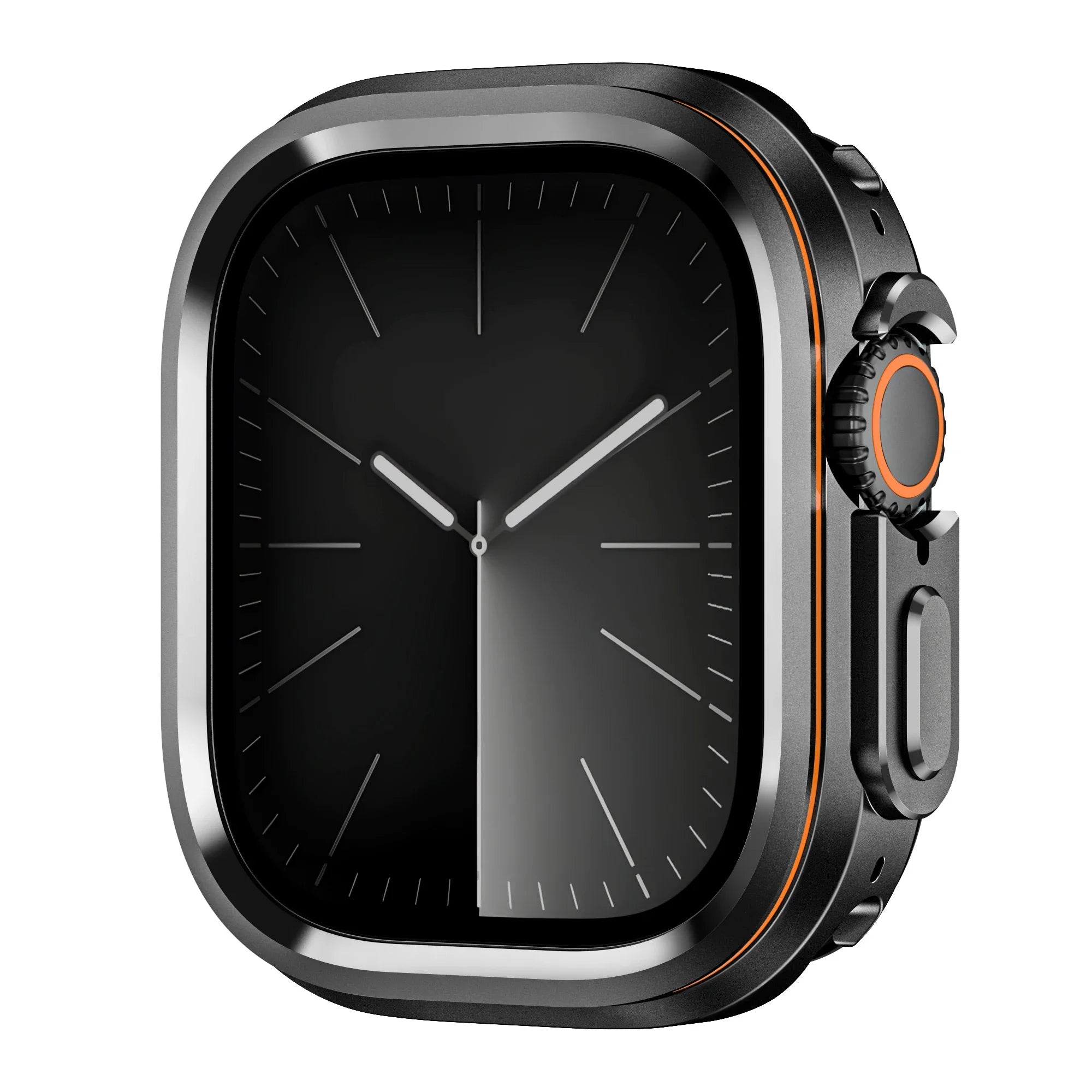 Halo Style Case for Apple Watch Ultra 2 3 49mm Metal Alloy Cover Hard Bumper for IWatch Ultra Full Protector Natural Black Color
