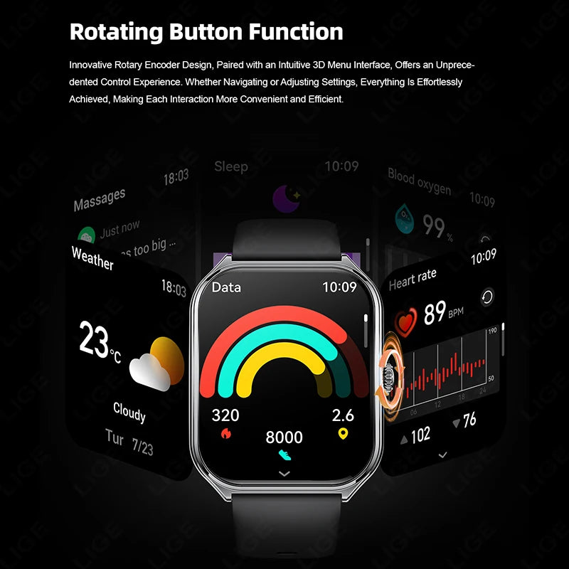 New Ultra Thin Smart Watch Men 1.96" AMOLED 360*360 HD Pixel Display Always Show Time Call Reminder Smartwatch For Android IOS