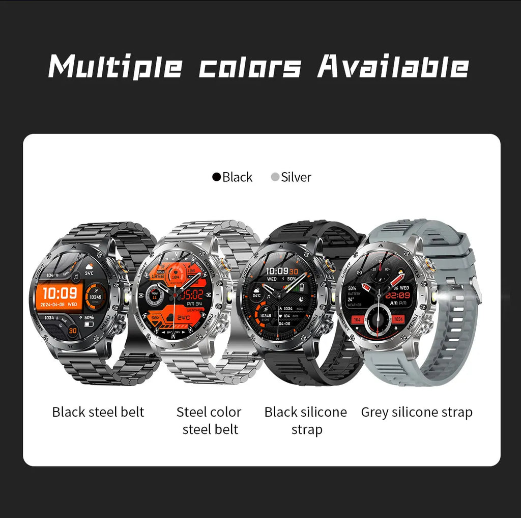 2025 New Military Grade Men 1000mAh Super Large Battery Smart Watch GPS 3ATM Waterproof Bluetooth Call Sports Fitness Smartwatch