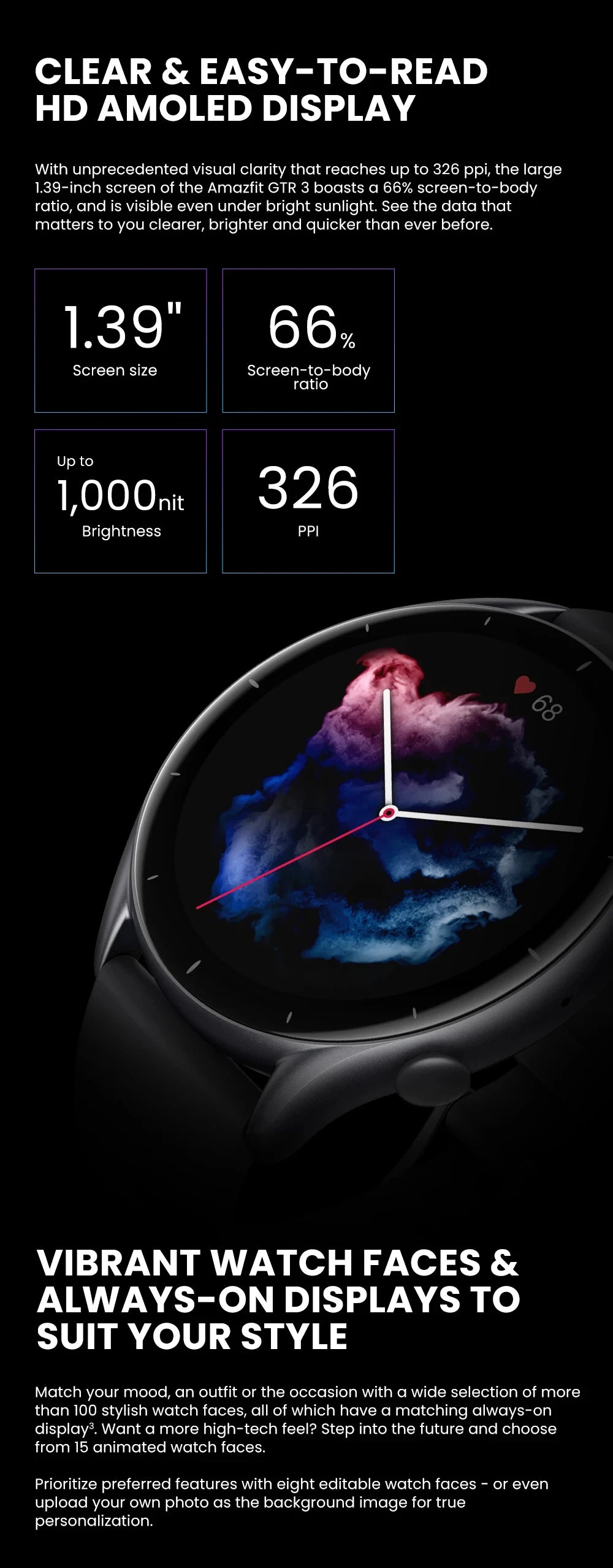 Amazfit GTR 3 Alexa Built-in Smart Watch For Men Women Play Music 1.39" AMOLED Display 21Day Battery Life Refurbished Watch