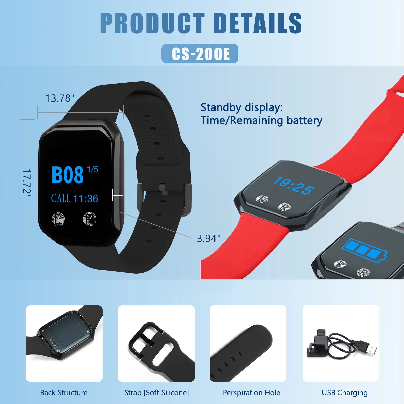 2PCS Wireless Call Button + 1 Watch Receiver Wireless Calling System For Nurse Call Caregiver Pager Elderly Care Clinic