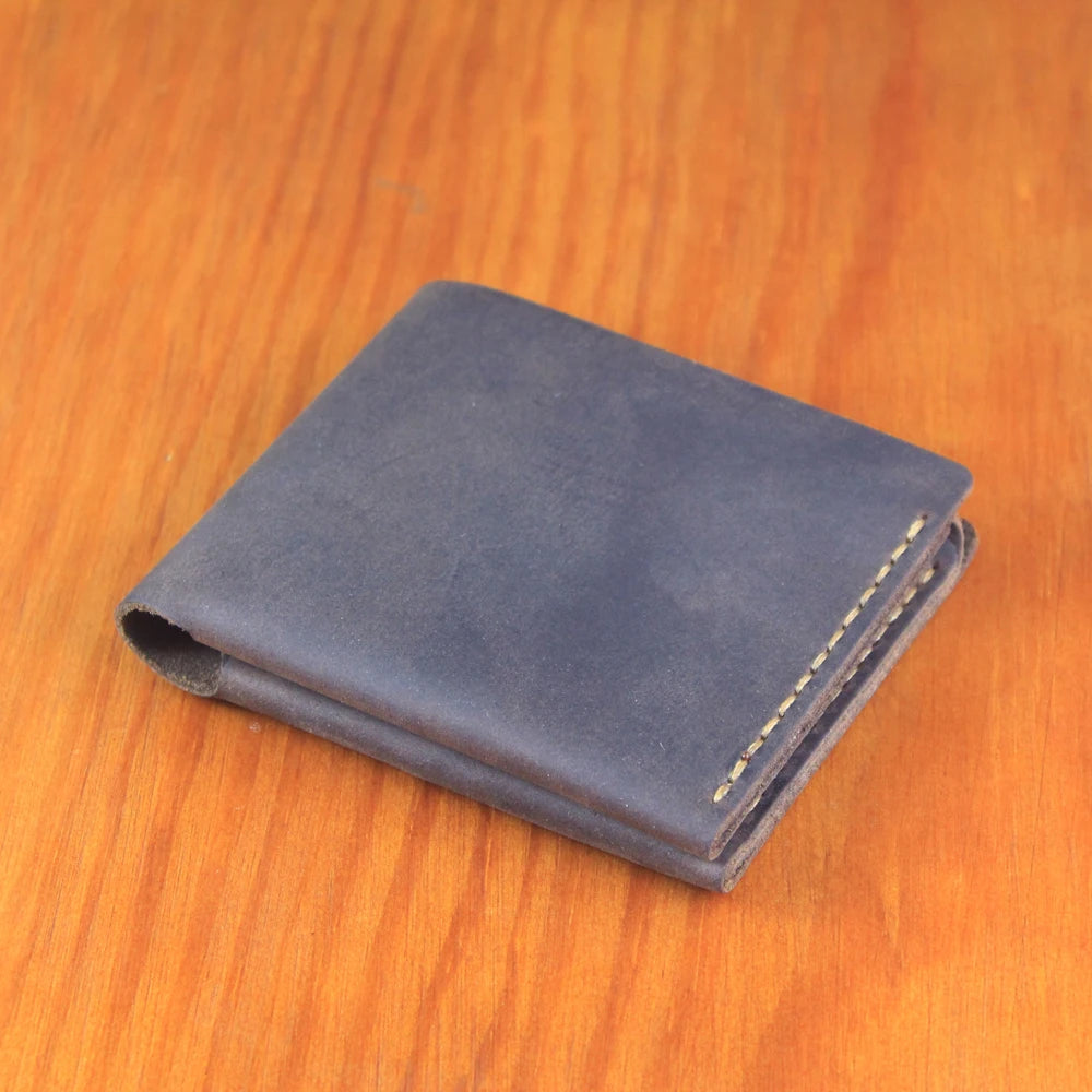 Luxury Handmade Genuine Leather Men Wallet Bifold Purse Male Wallets Short Money Clip Vintage Leather Money Bag with zip pocket