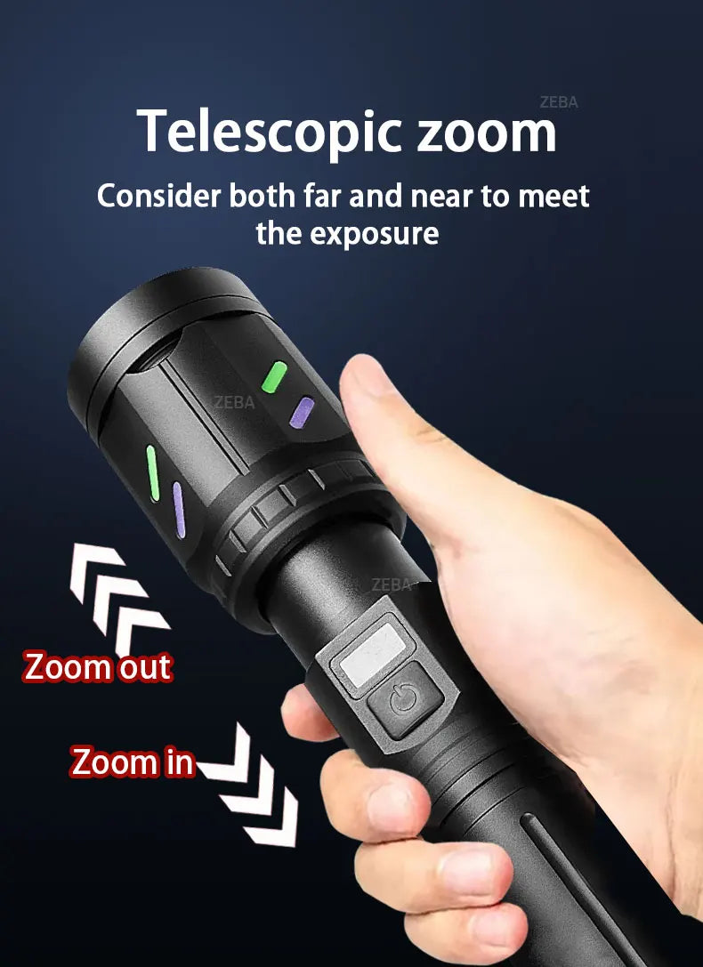 Ultra Powerful Windproof Fire Starting Flashlight Rechargeable High Power Torch Focused Light Source Can Light A Flame Lantern