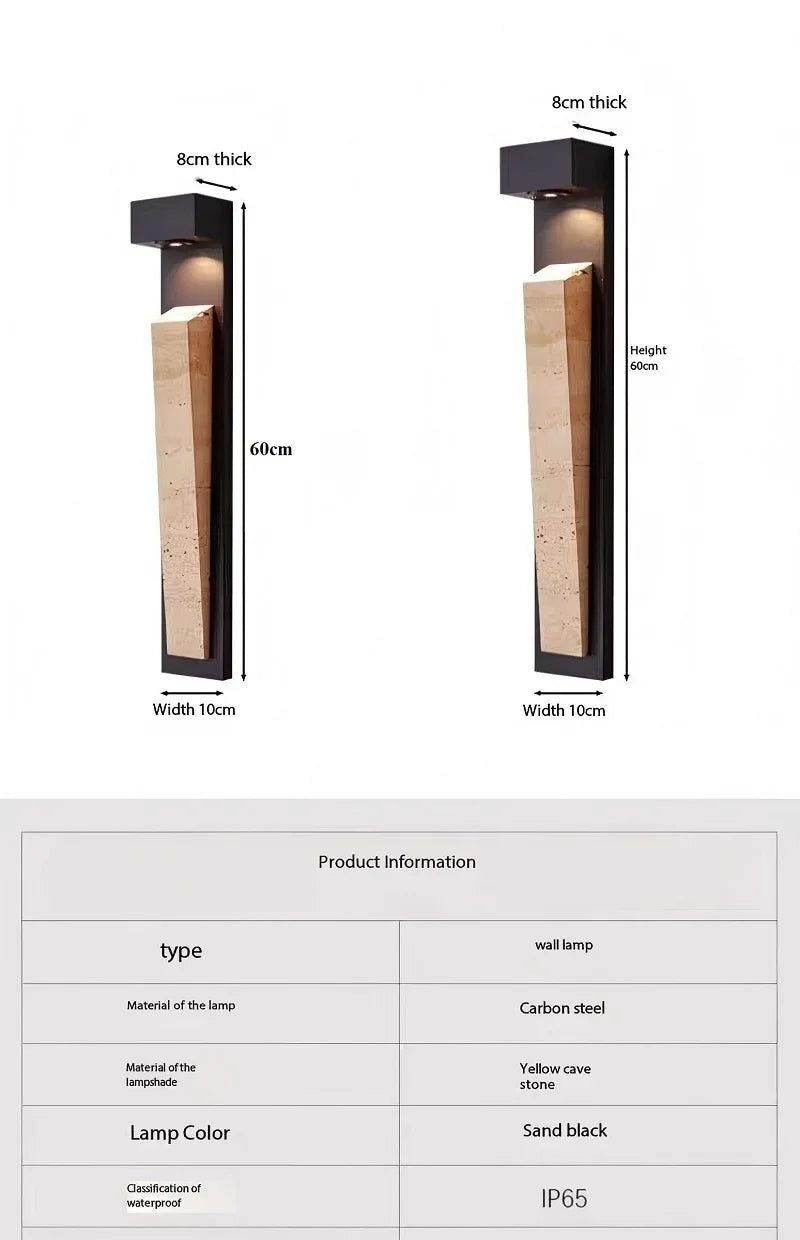 Modern Luxury Yellow Cave Stone Wall Lamp Outdoor Waterproof Wall Lamp Villa Living Room Bedroom Corridor Exterior Wall Lighting