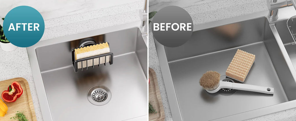 TAILI Sponge Holder for Kitchen Sink Organizer with Suction Cup Rustproof Sink Sponge Stand Removable Kitchen Sponge Holder