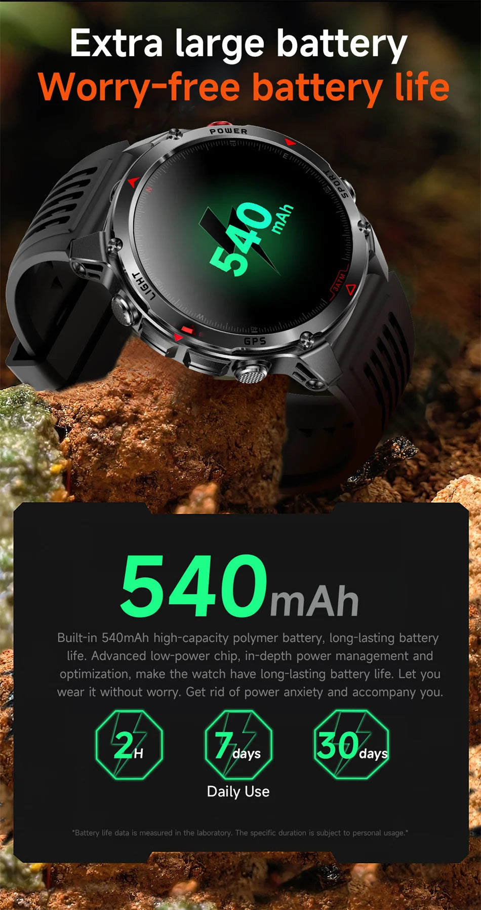 T-Rex 3 Built-in Dual-band GPS Smart Watch Men Smartwatch Compass Altimeter Barometric 5ATM IP69K Waterproof AMOLED HD Watches