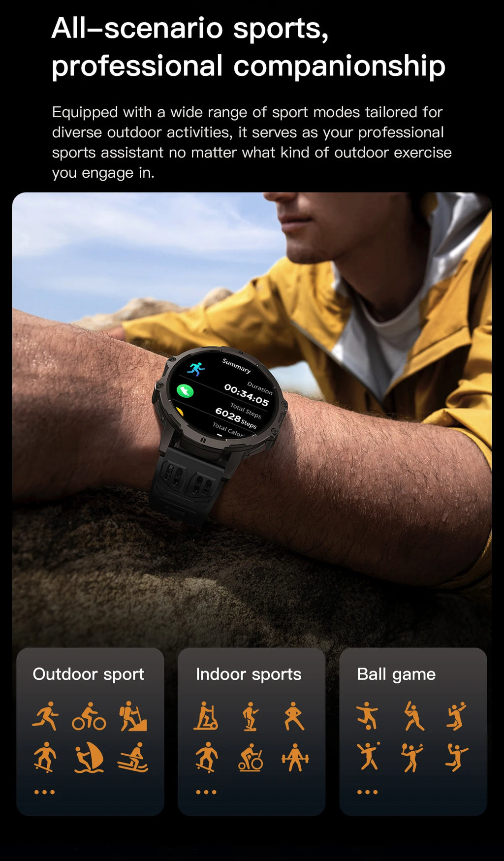 LIGE 2025 Military Grade 1000mAh Battery Smart Watch Men 3ATM Waterproof Bluetooth Call Men Sports Health Monitoring Smartwatch