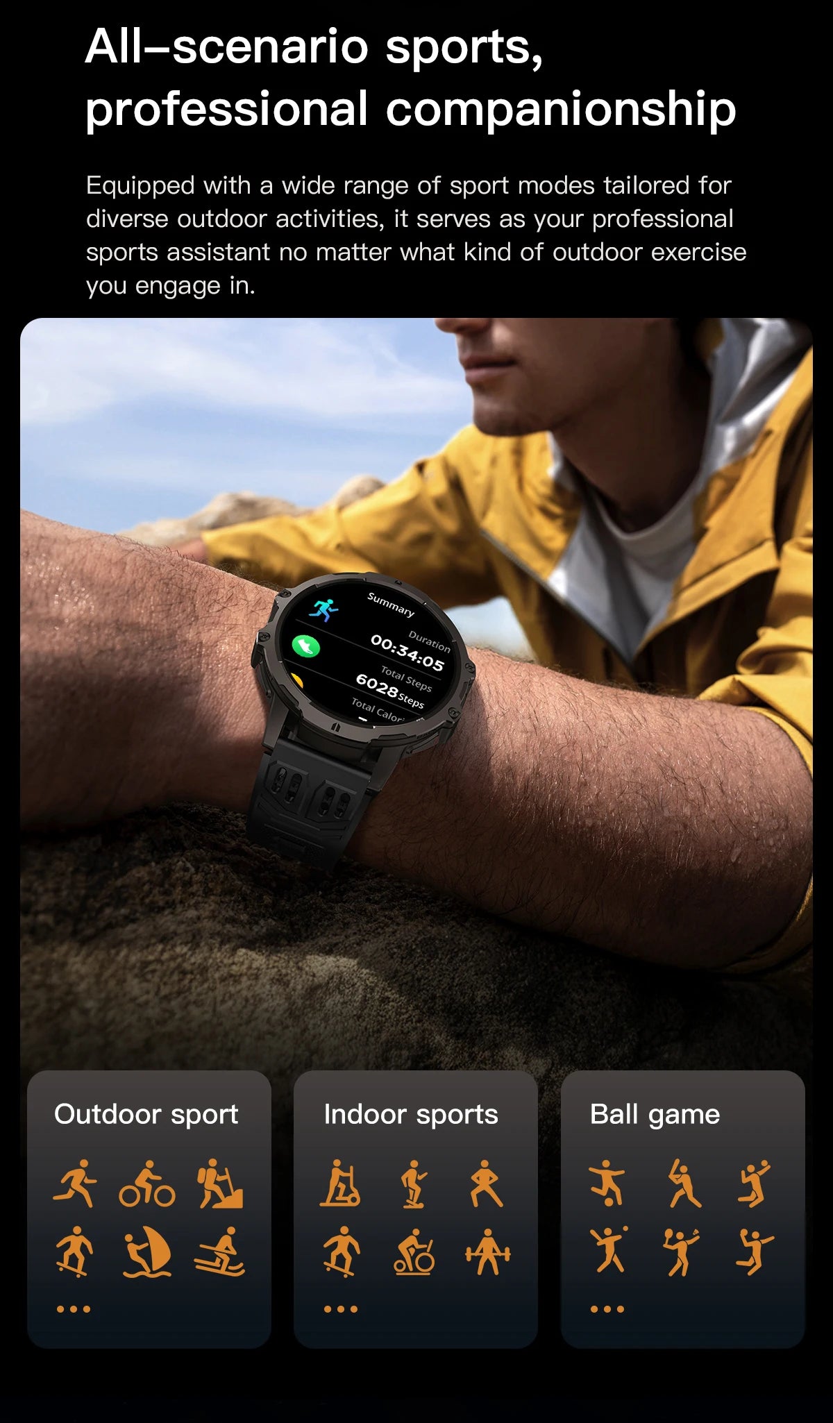 LIGE 2025 Military Grade 1000mAh Battery Smart Watch Men 3ATM Waterproof Bluetooth Call Men Sports Health Monitoring Smartwatch