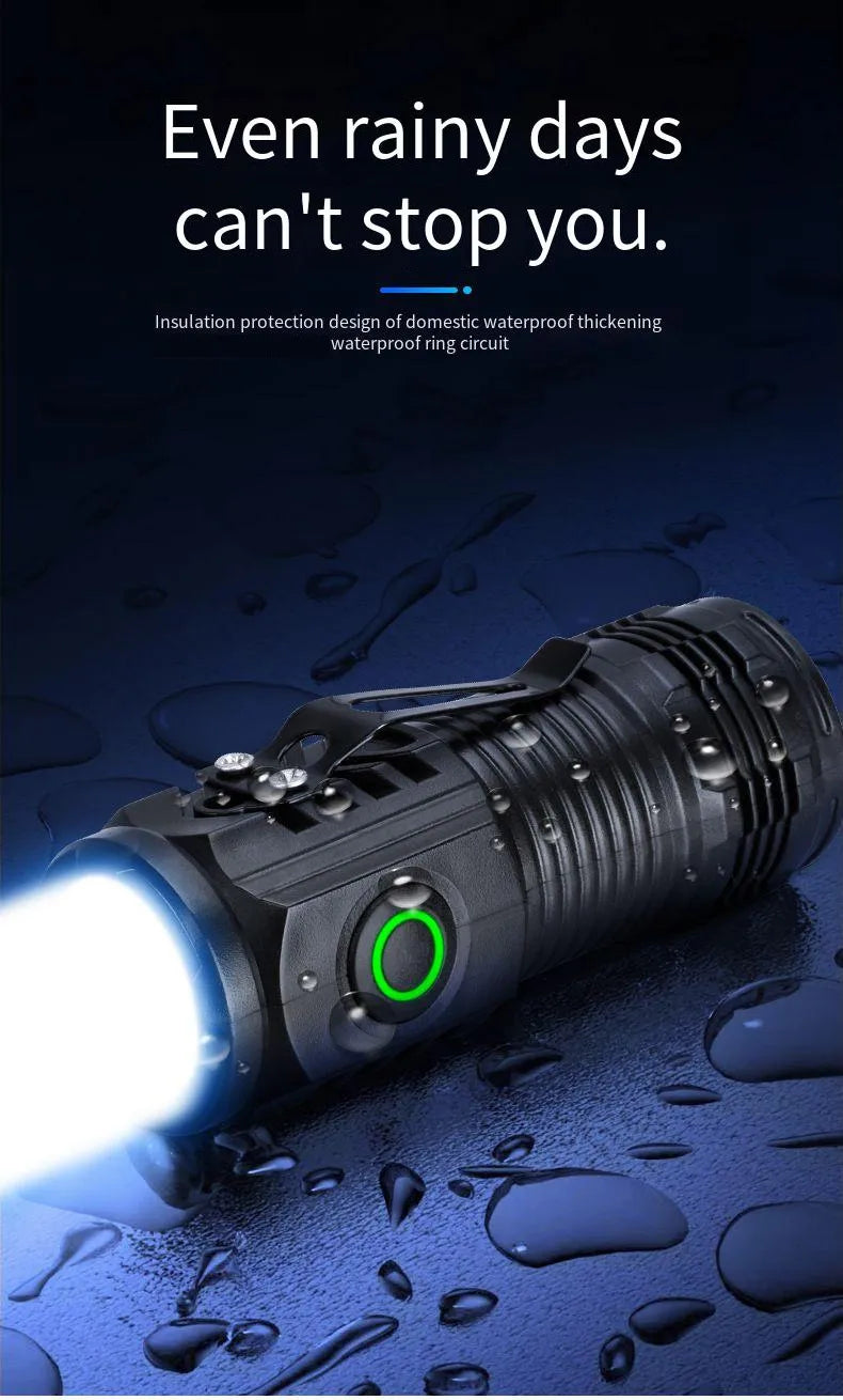 Ultra Bright Mini Torch 3LED Tactical Flashlight USB Rechargeable Outdoor Waterproof Hiking Camping Cap Clip Flashlight