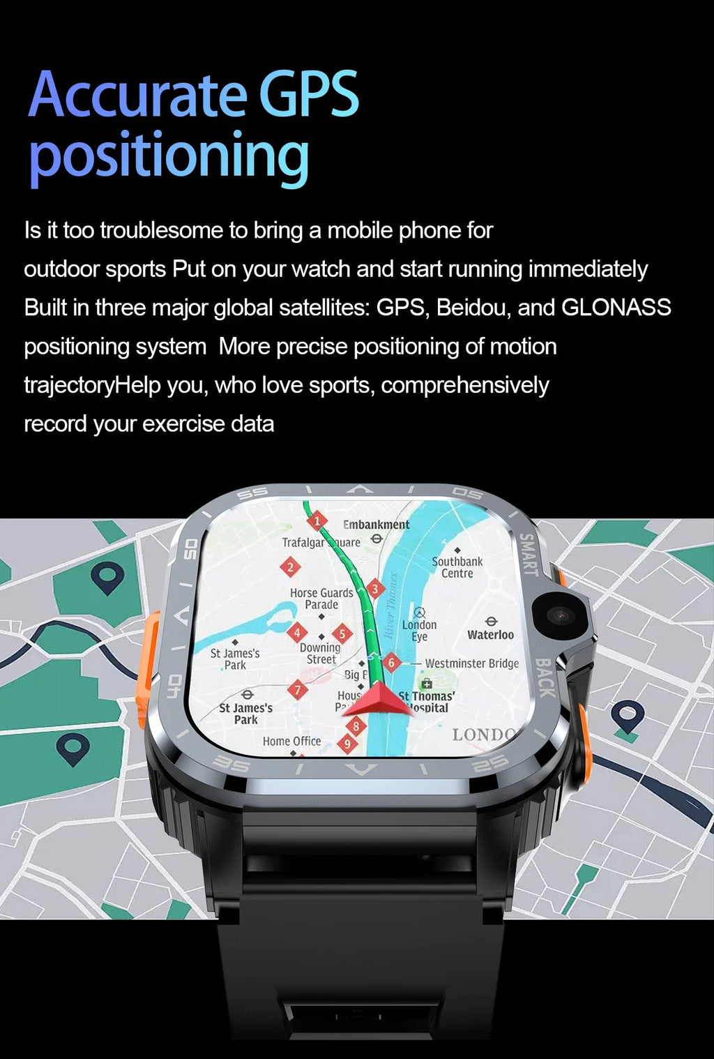 4G/5G SIM Card Wifi Smart Watch 64GB Large Memory APP Download 200W+800W HD Dual Camera Video Call Global Version Smartwatch Men