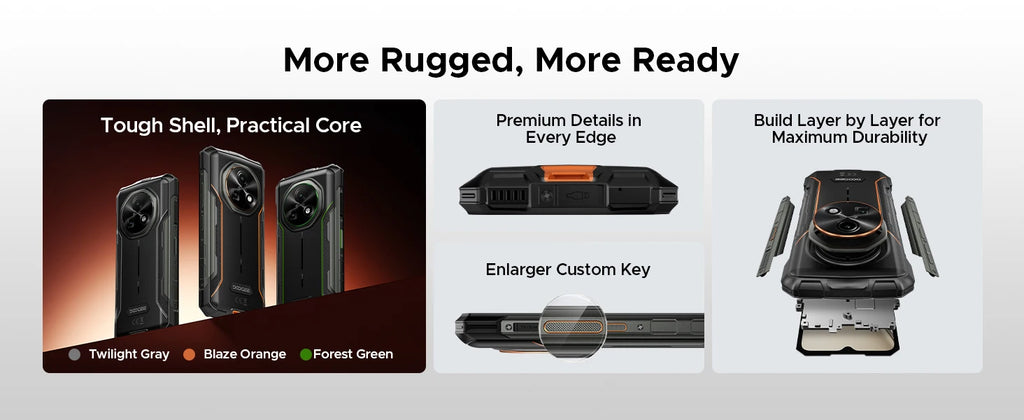 DOOGEE Fire 7 5G Rugged Phone Android 15 Gemini AI 13000mAh Battery 6.6'' Screen Dimensity 6300 64MP Camera  Smartphone NFC