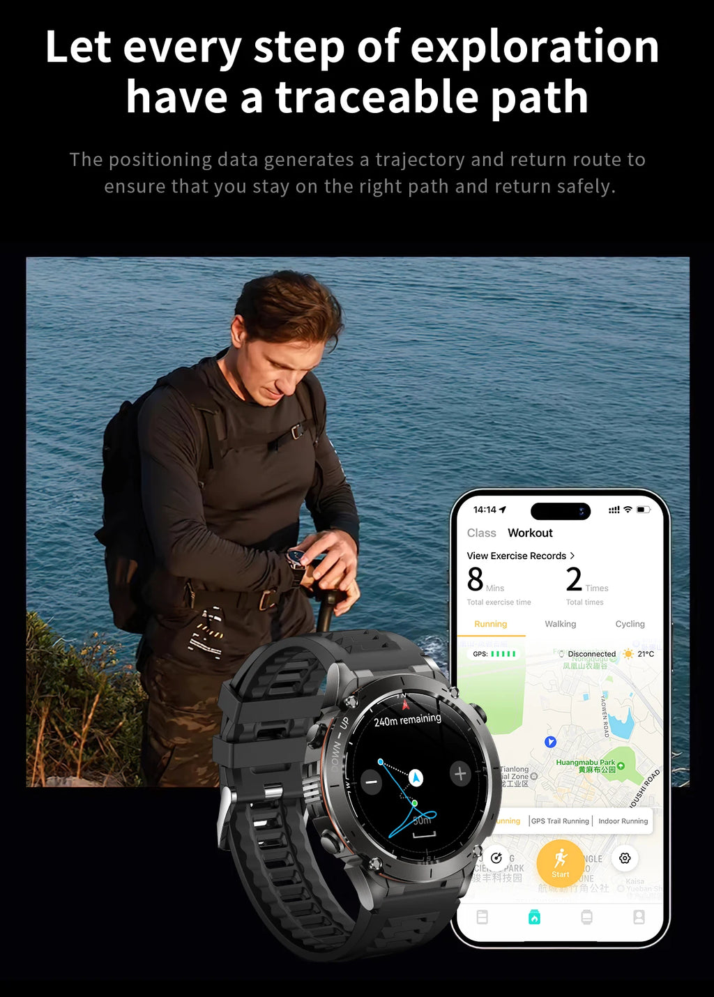 2025 GUHUAVMI Y-101 GPS Sports Smart Watch 10ATM Waterproof Built-in Dual-Band GNSS Compass Altimeter Military Grade Smartwatchs