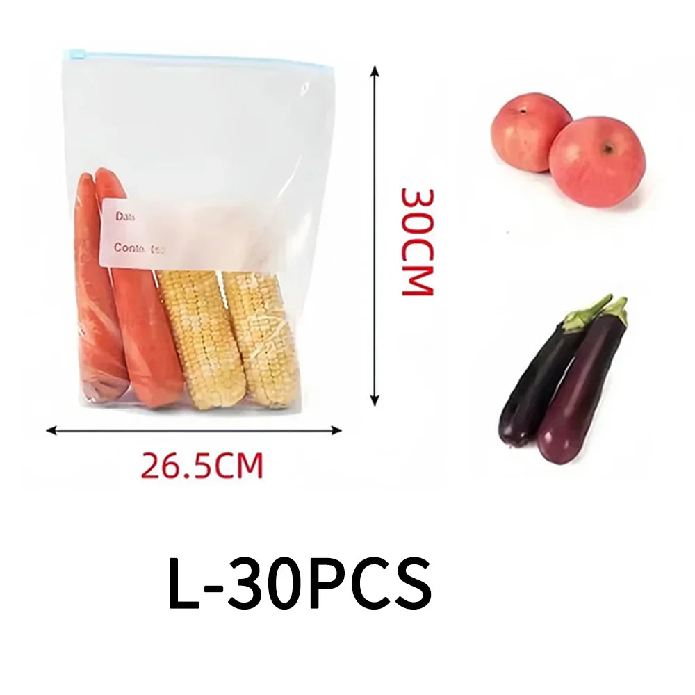 45pcs Sealed Storage Bags, Zip-Lock Food Preservation Bags, Self-Sealing Food Storage Bags, Zip Shut Bags Fresh Food Storage Bag