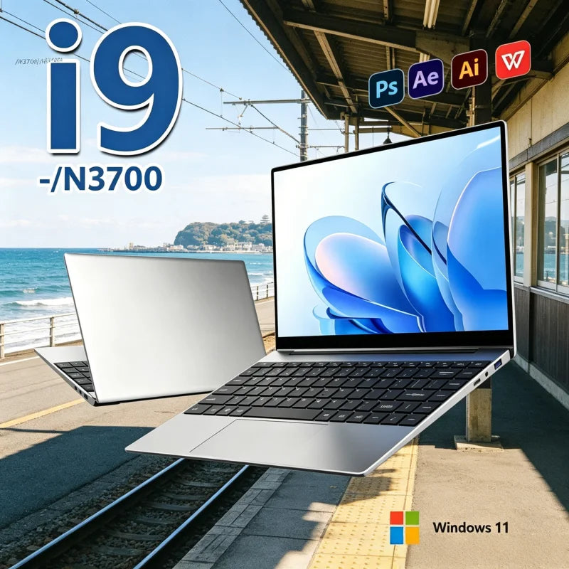 14.1 Inch Premium Ultra Thin Notebook 2026 Win11 DDR4 16GB/32GB RAM 2TB SSD Portable Business Laptop PC I9-9900 Intel N3700