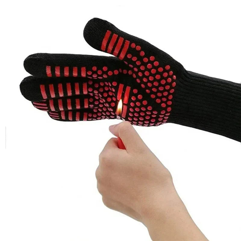 One Piece BBQ Gloves High Temperature Resistance Oven Mitts 500 800 Degrees Fireproof Barbecue Heat Insulation Microwave Gloves
