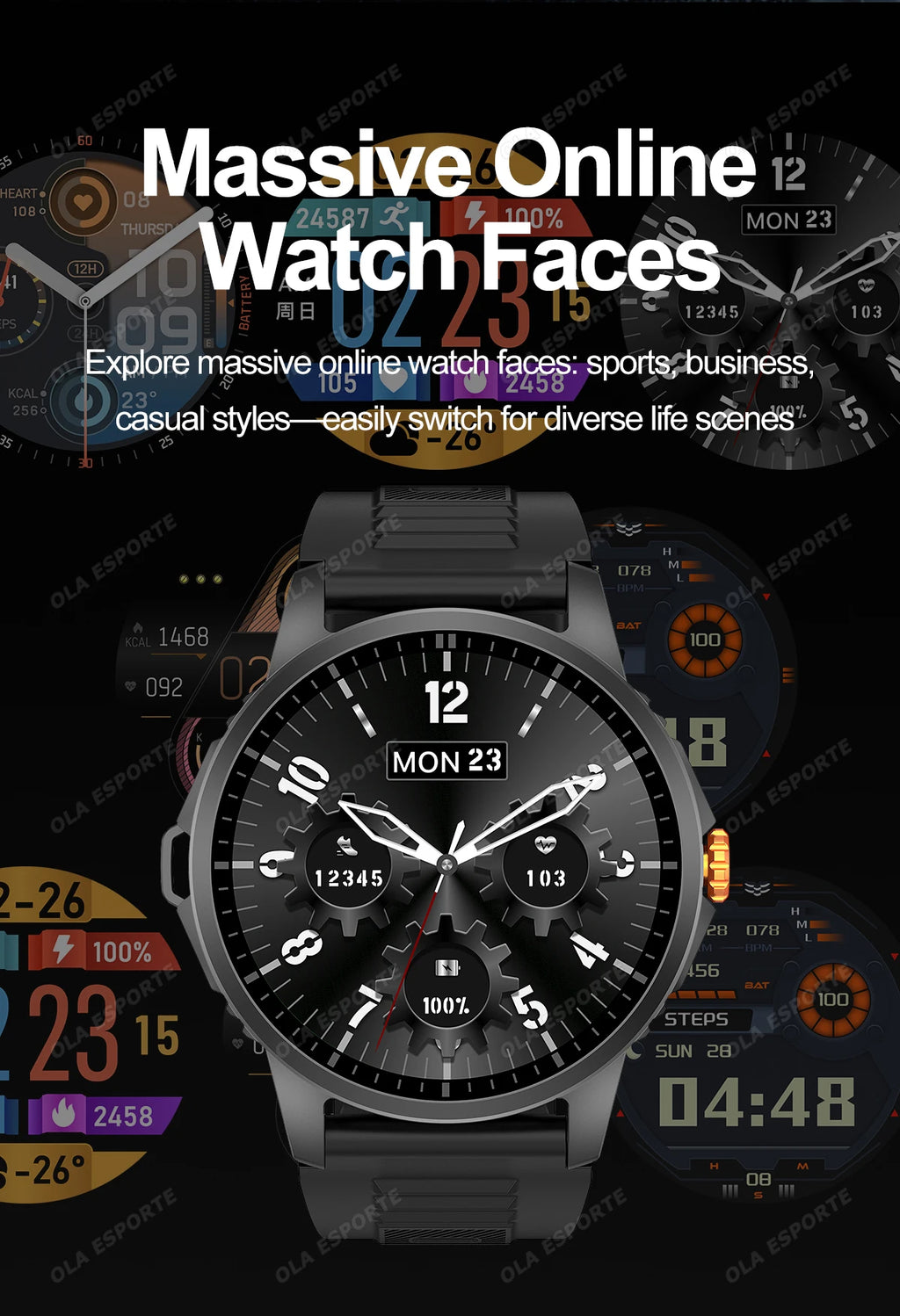 2025 New Men's GPS Sports Smart Watch 1.53'' AMOLED Display LED Flashlight Heart Rate Bluetooth Call 5ATM Waterproof Smartwatch
