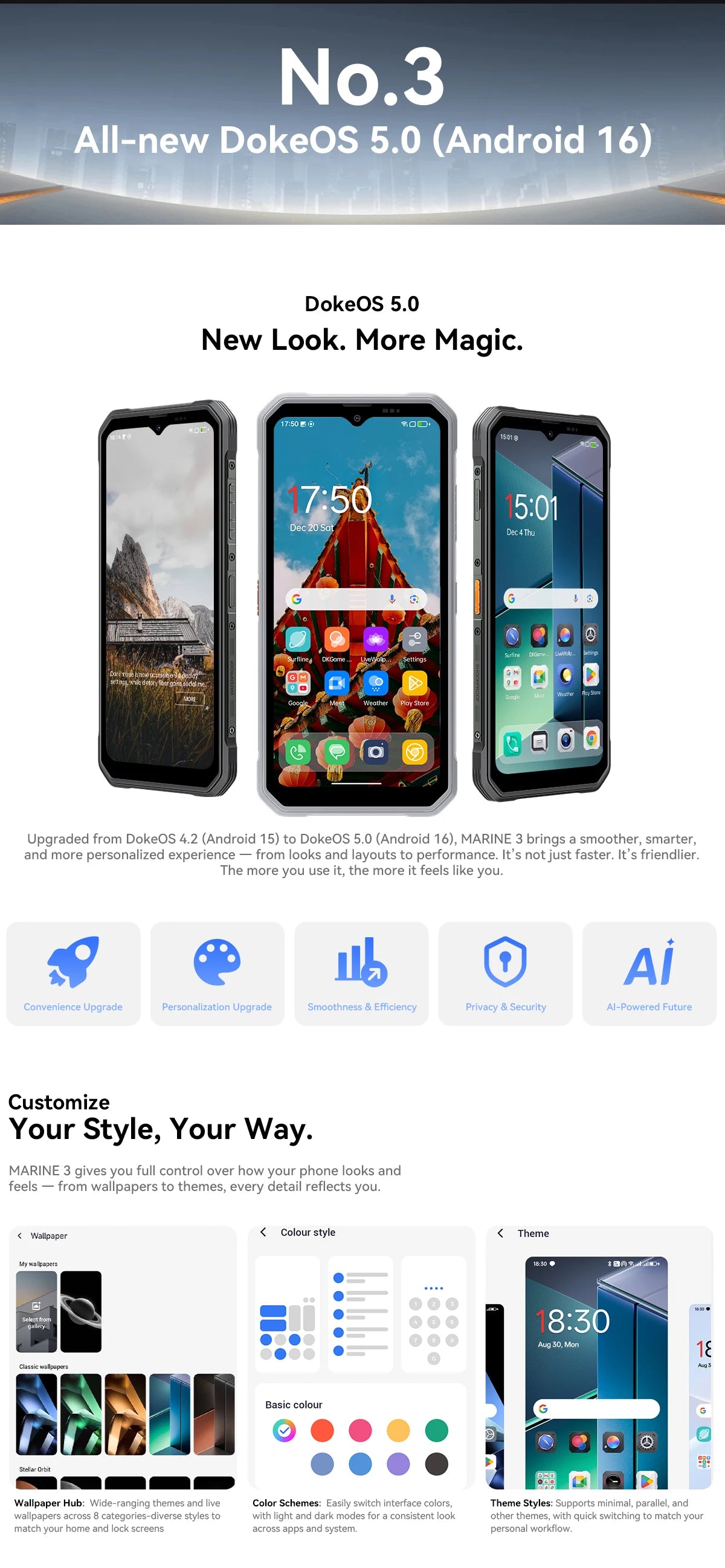 OSCAL MARINE 3 Rugged Smartphone Android 16, 6.56" HD+ Display 90Hz Helio G81 4GB Phone, 13MP+16MP Camera 5000mAh Mobile
