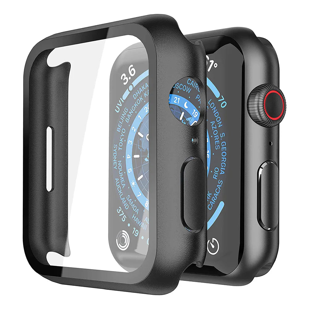 Tempered Glass+Case for Apple Watch Ultra 3 2 49 45 41 40 44 42 46mm PC Bumper Protector cover For iWatch 11 10 SE 9 8 7 6 5
