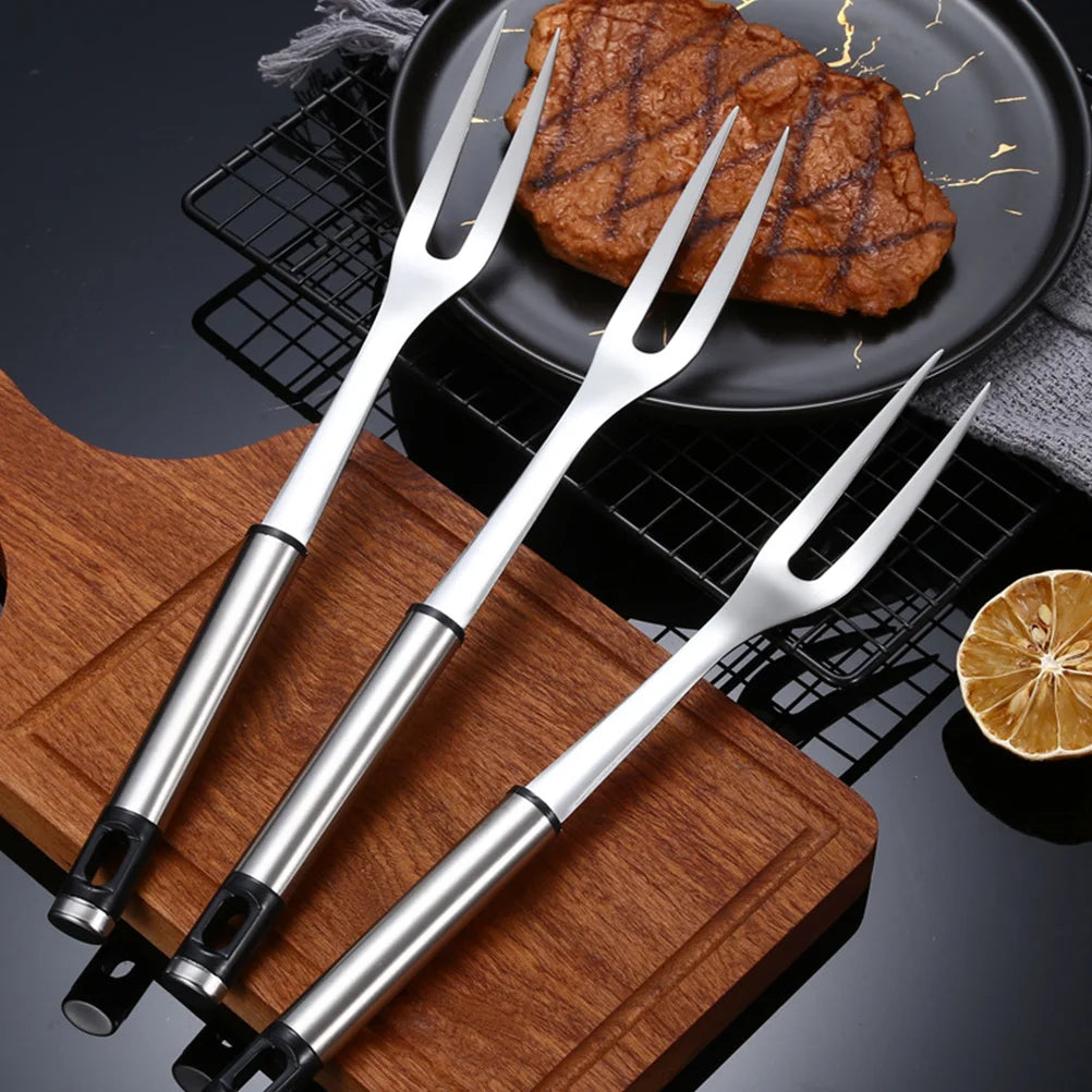 1pc U Shape Stainless Steel Meat Fork BBQ Fork Outdoor Roasting Fork Large Serving Fork Grill Skewers Roasting Sticks Barbecue