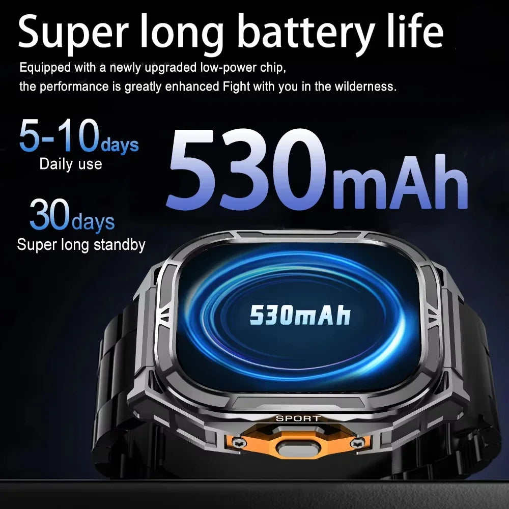 2026 NEW TANK X5 Smartwatch 5ATM Waterproof GPS Dual-Frequency tracking 1.96" AMOLED 530mAh Compass 170+ Sports Fitness Tracker