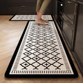 Kitchen Rug PVC Waterproof Leather Carpet Oil-proof Non-Slip Floor Mat Black Checkered Rugs Long Strip Carpets Home Decor 주방용 러그