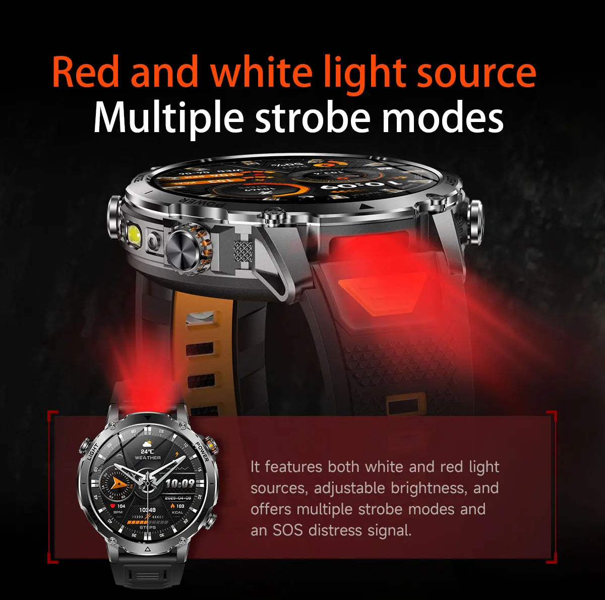 2026 Hot New 1400mAh Extra-Large Battery SmartWatch Men Military Outdoor SOS Flashlight  Waterproof Heart Rate Sports Smartwatch