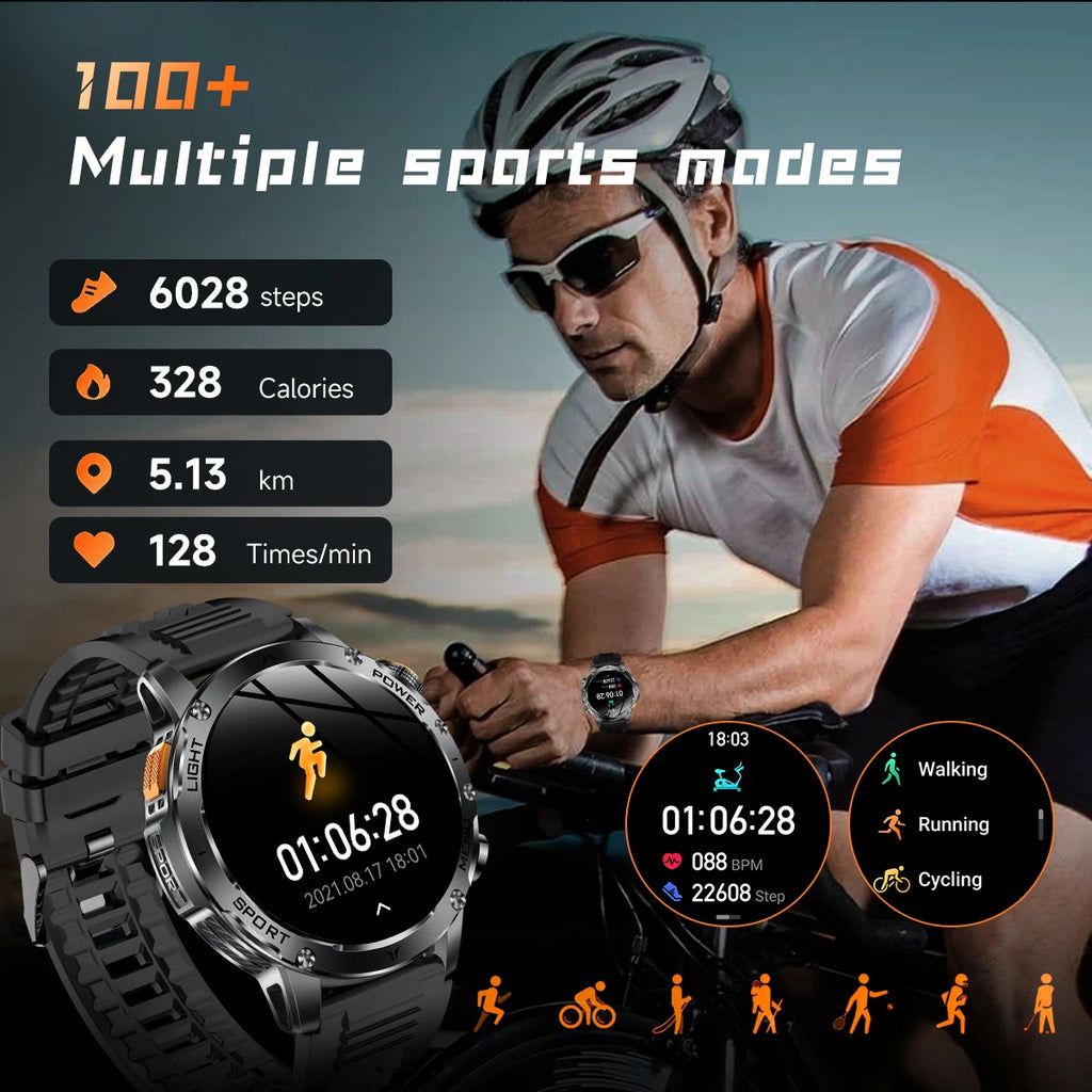 LIGE New GPS Outdoor Sports Smart Watch Men AMOLED Screen LED Flashlight Heart rate Waterproof Bluetooth Call 1000mAh Smartwatch