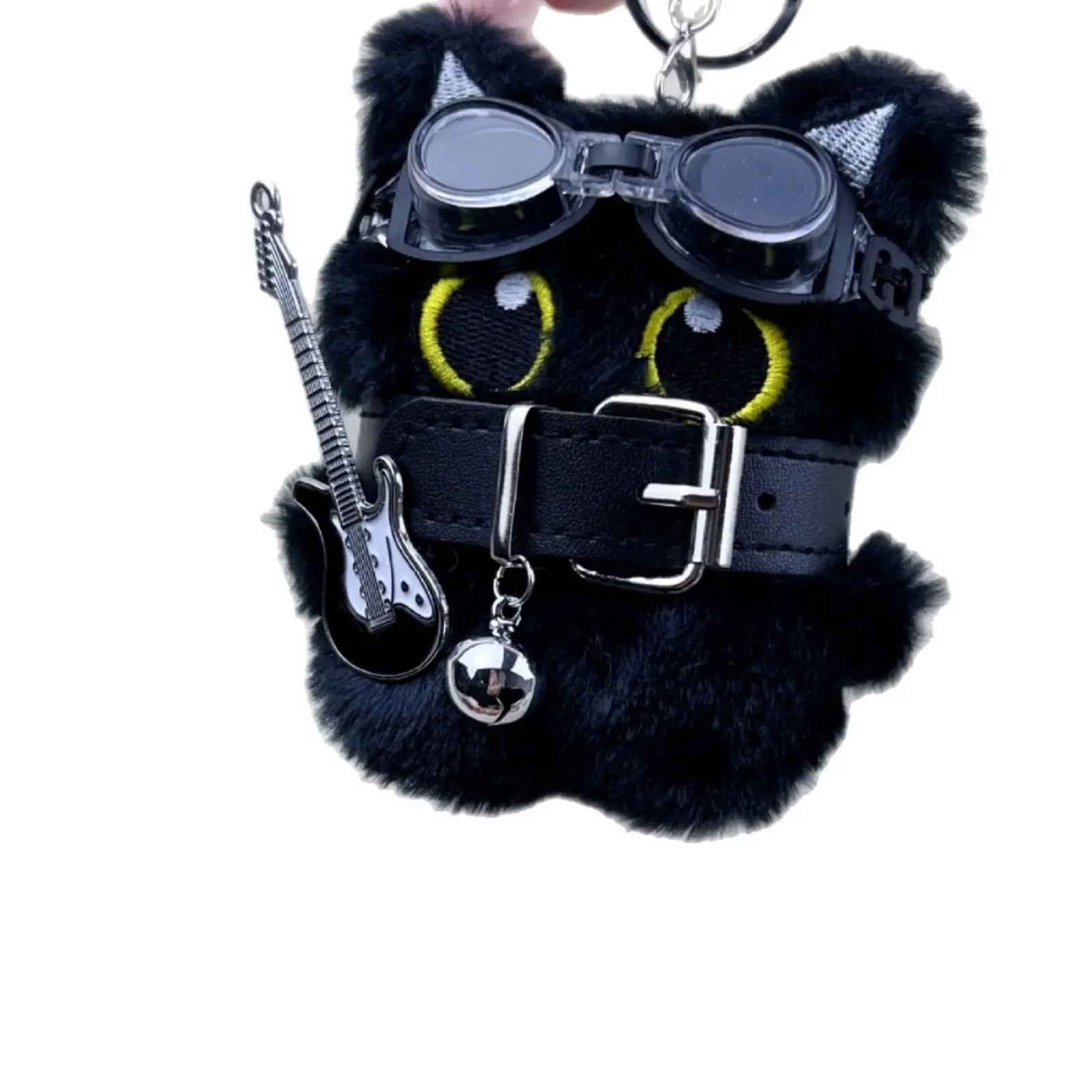 Punk Style Black Cat Keychain Cute Big Eye Cat Bag Charm  Gift