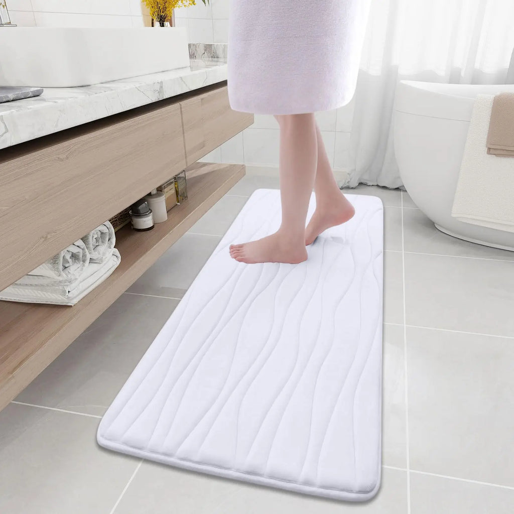 Olanly Memory Foam Mats For Bathroom Highly Absorbent Non-slip Bath Rugs Super Soft Comfort Carpet  Machine Washable Shower Mats