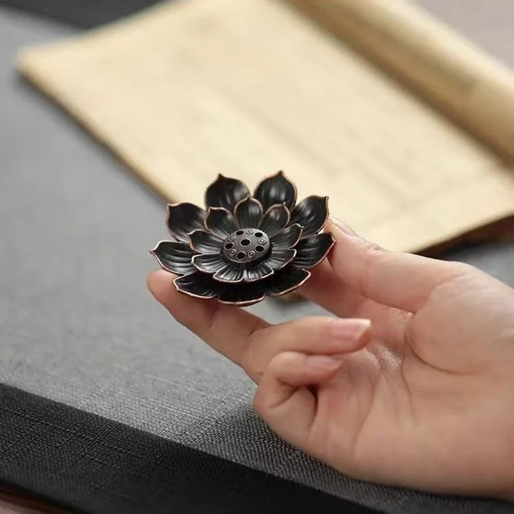 1PC Alloy Incense Burner Stick Holder Plate Buddhism Lotus Censer Bronze Nasturtium Incense Burner