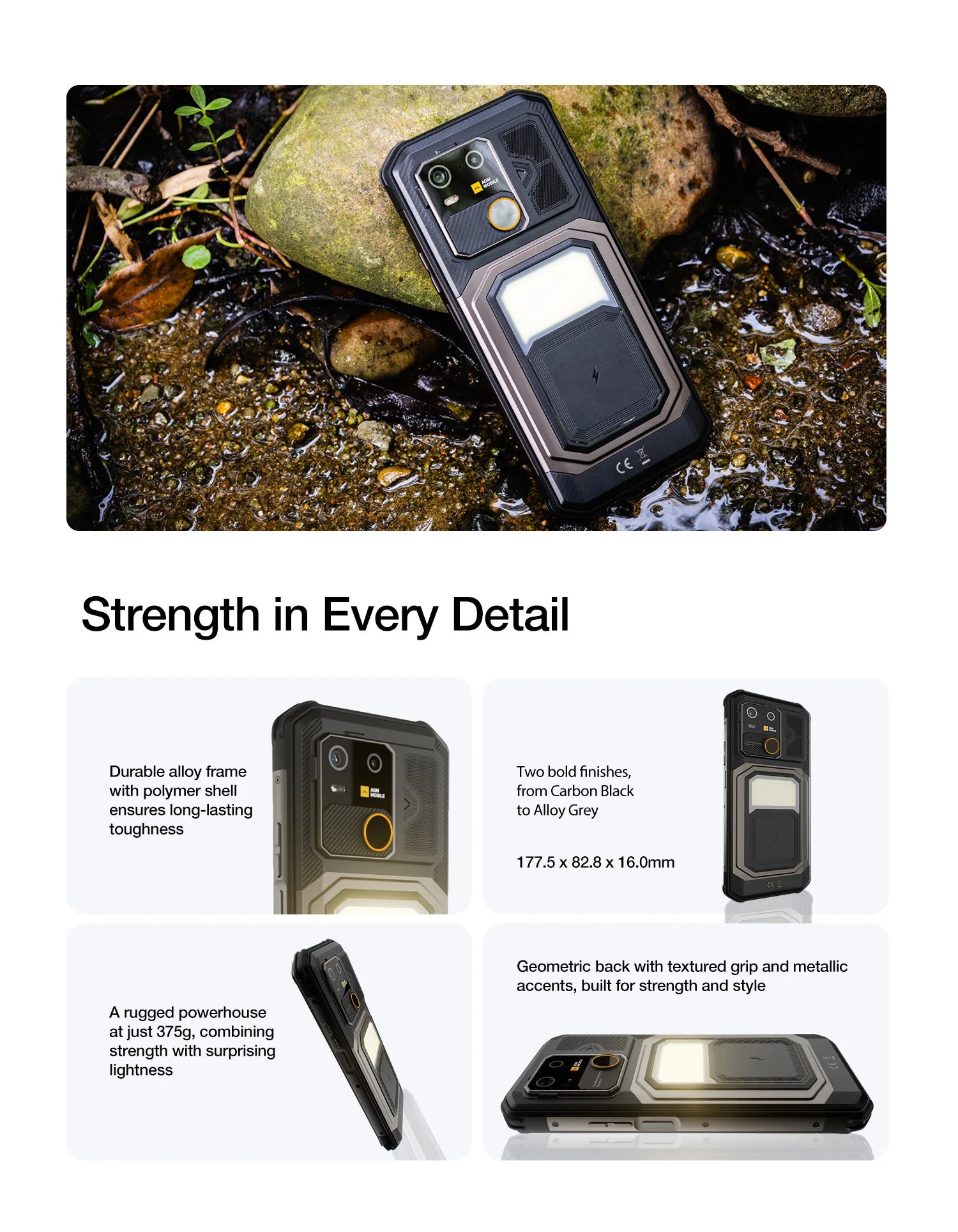 AGM G3 5G Rugged Phone 24GB(12+12) 512GB Wireless Charging 10000mAh Phone 6.72" 120Hz Dimensity 7300 Android15 Camping light