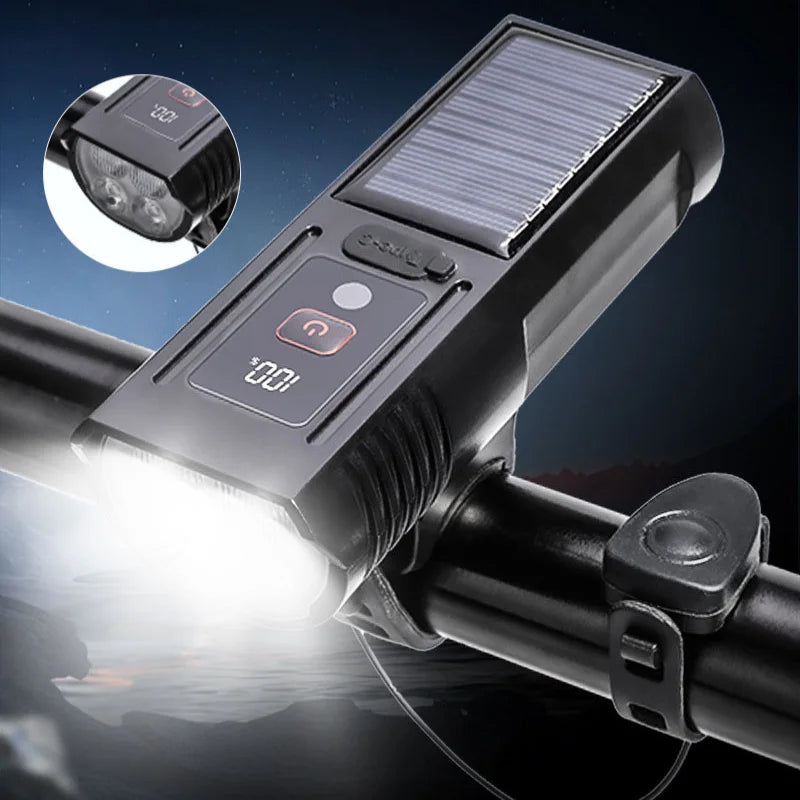 Bike Smart Light Front LED Bicycle Light with Horn Type-C Charging MTB Head Lamp Waterproof Flashlight Road Cycling Accessories