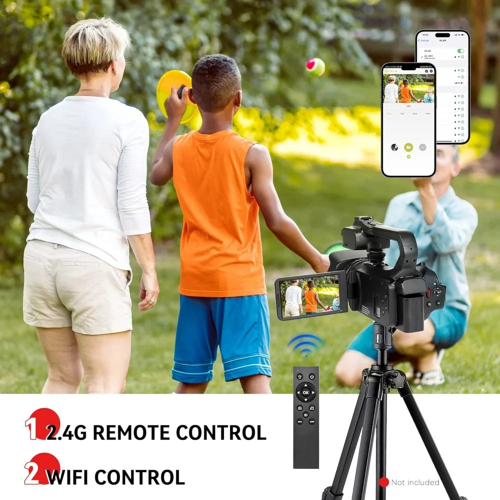4K 60FPS Professional Camcorder for Photography 64MP WiFi Livestream Webcam Video Cameras 18X Digital Zoom YouTube Vlog Recorder