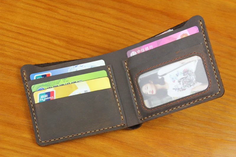 Luxury Handmade 100% Genuine Leather Men Wallet Purse Short Money Clip with Coin Pocket Male Money Bag Multi-Card Wallet Vintage
