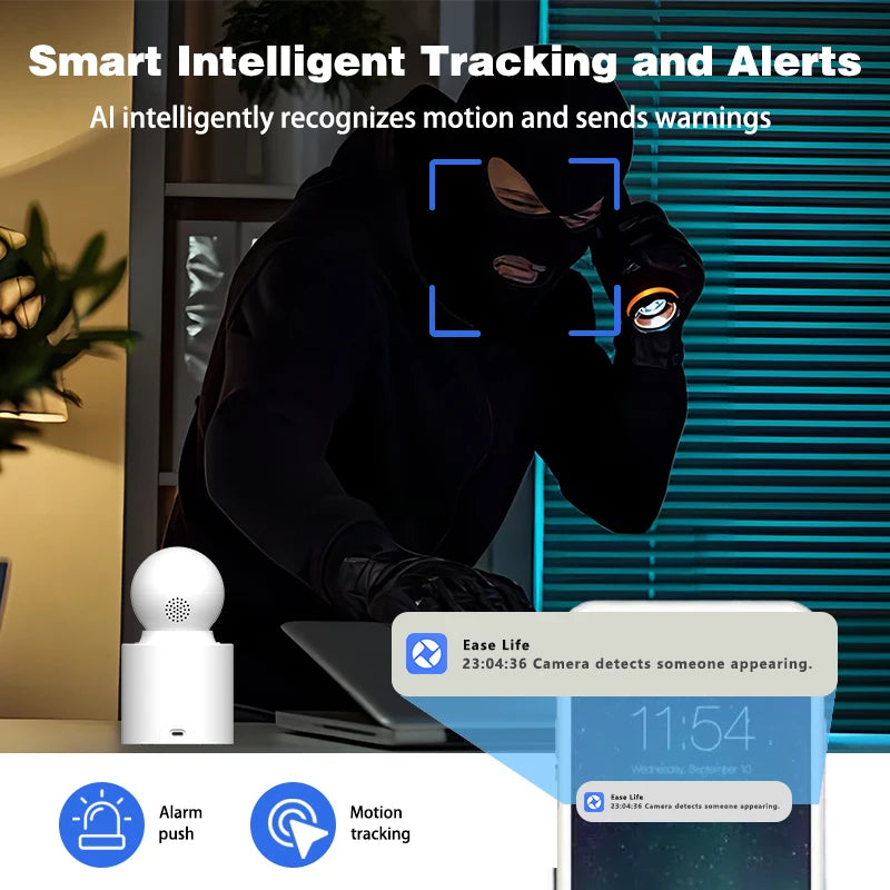 Ease Life App 3MP Video Calling Camera with Screen 2.4G Indoor Home Security Auto Tracking Nanny Baby/Elder/Dog/Pet IP Camera