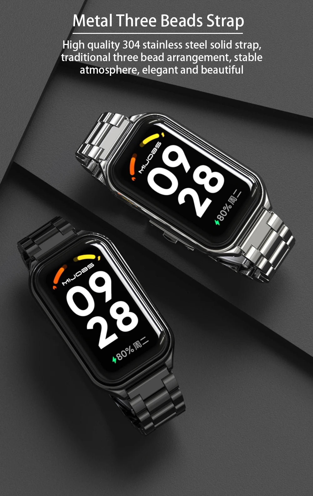 Metal Strap For Mi Band 9 Active Bracelet Wristband for Xiaomi Smart Band 8 Active Watchband Mi 8 Active Stainless Steel Strap