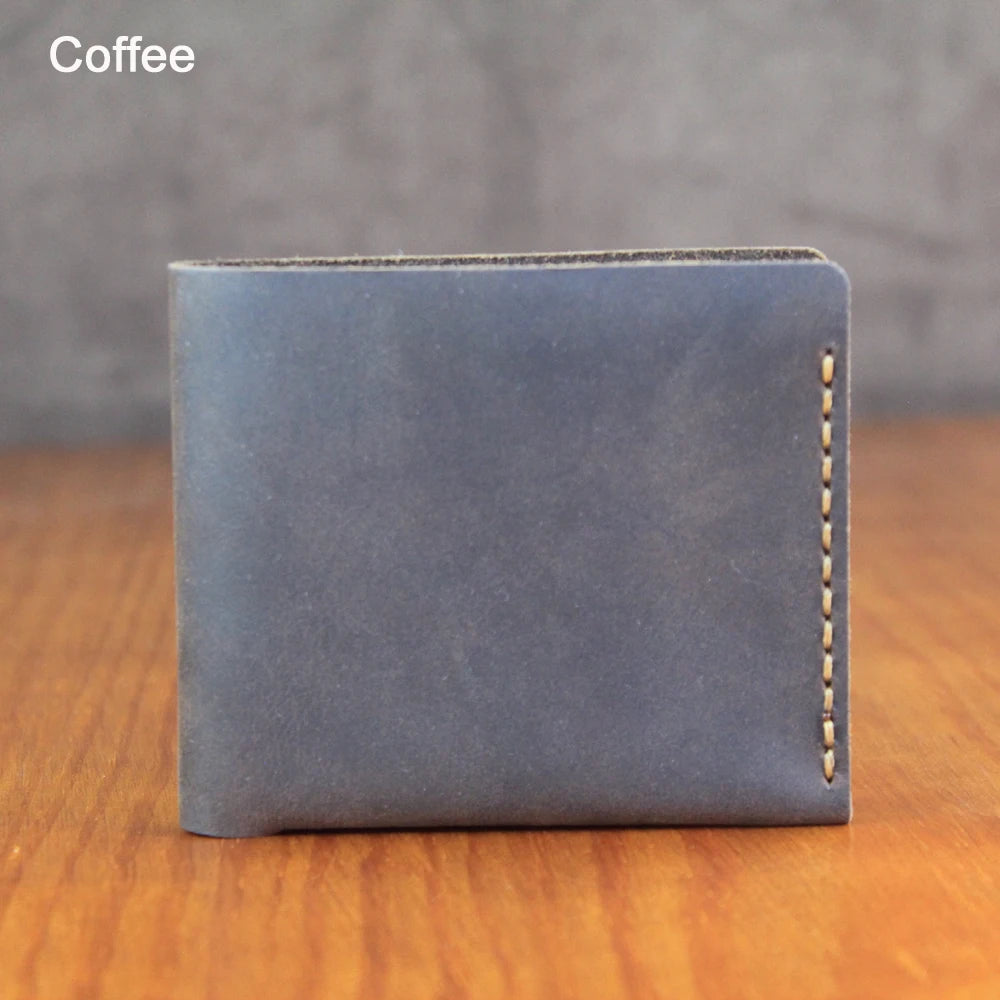 Luxury Handmade Genuine Leather Men Wallet Bifold Purse Male Wallets Short Money Clip Vintage Leather Money Bag with zip pocket