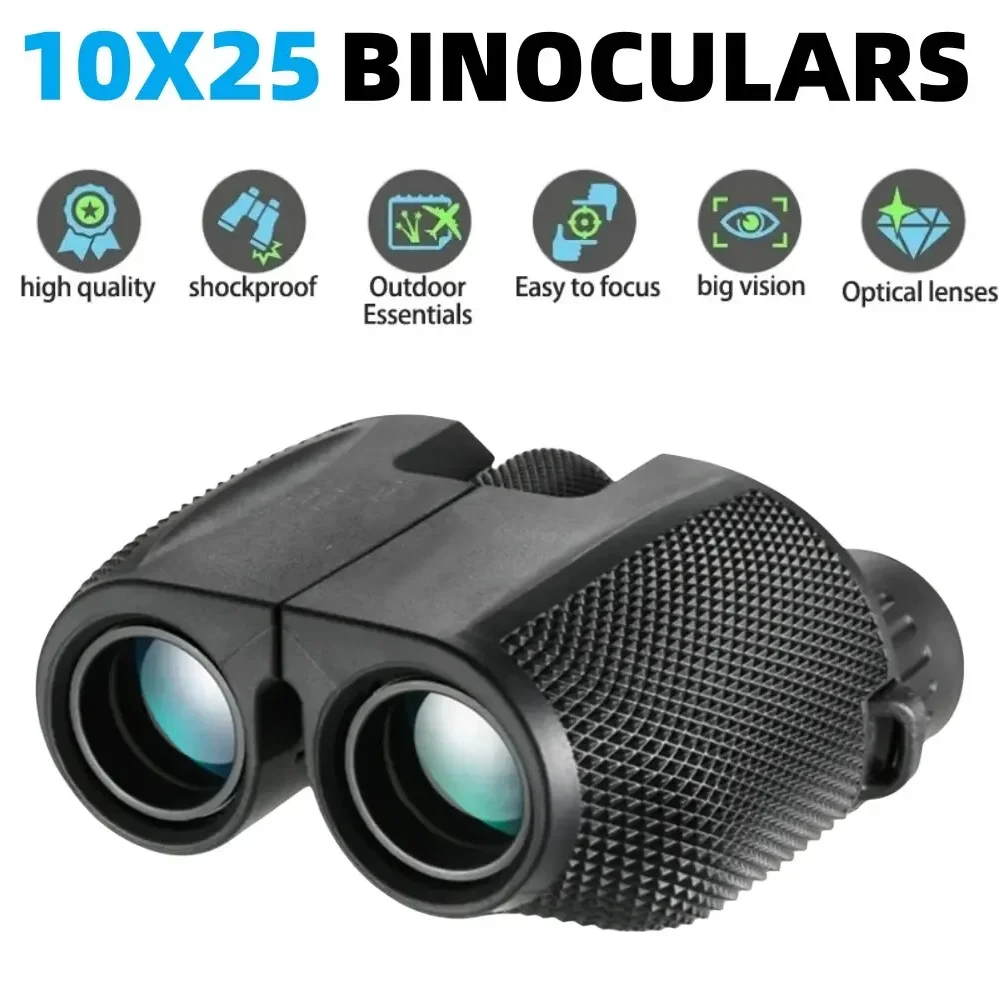 Binoculars 10X25 HD Mini Portable Telescope BAK4 FMC Coated Telescope Outdoor Bird Watching Hunting Travel Camping Ball Game