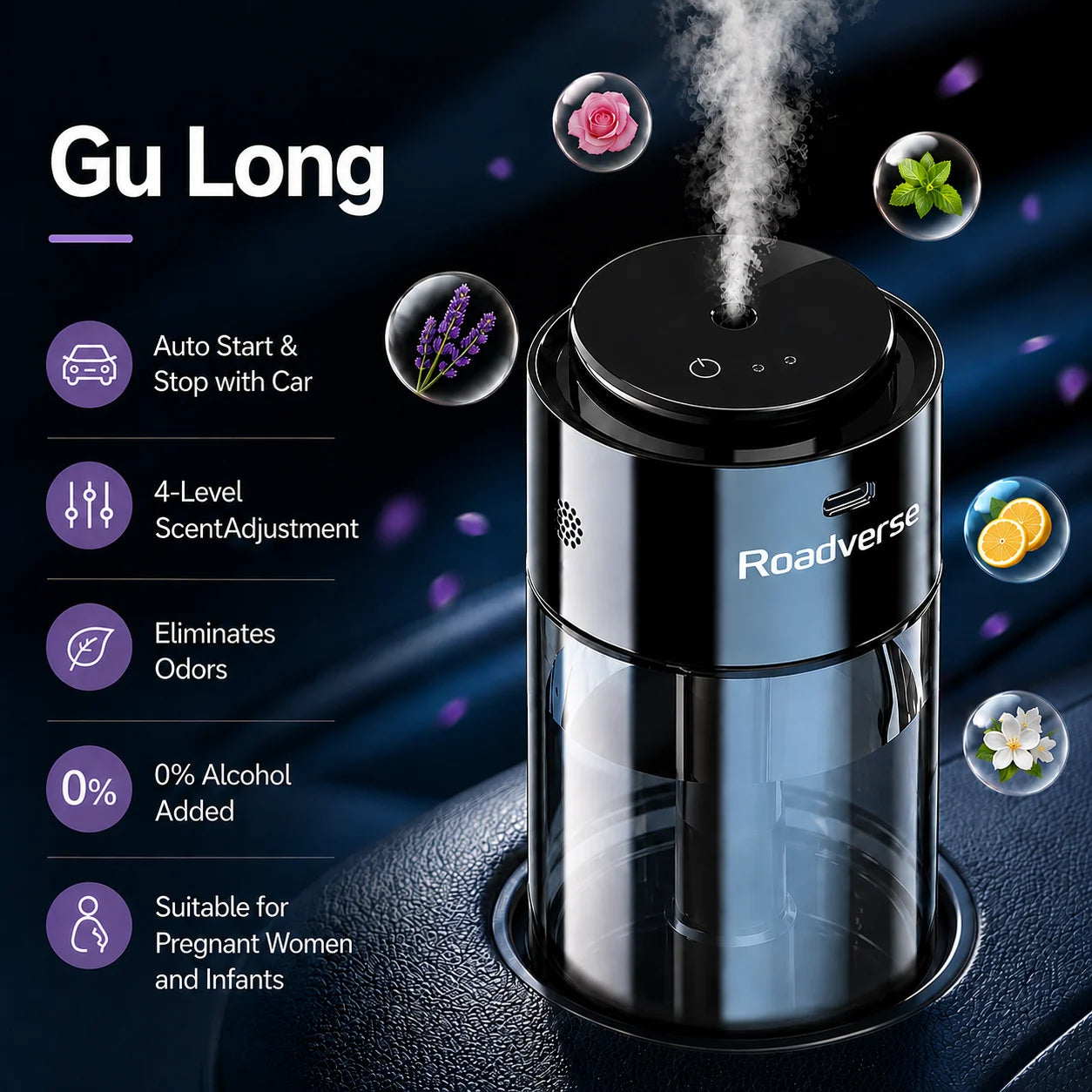 Smart Car Air Freshener Air Purifier Humidifier Fragrance Dispenser Odor Removal Decorations Dual-use Home and In-car
