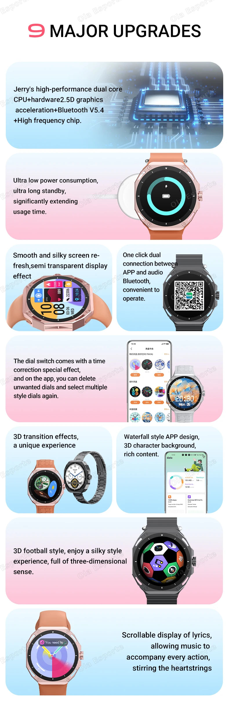 Smartwatch 1.52" AMOLED Screen GPS Track NFC Smart Wartch Waterproof Bluetooth Call Health Monitor Sports Men Women Holiday Gift