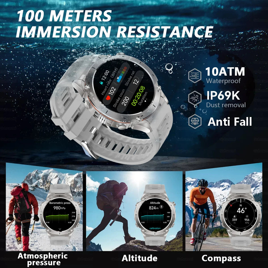 2025 GUHUAVMI Y-101 GPS Sports Smart Watch 10ATM Waterproof Built-in Dual-Band GNSS Compass Altimeter Military Grade Smartwatchs