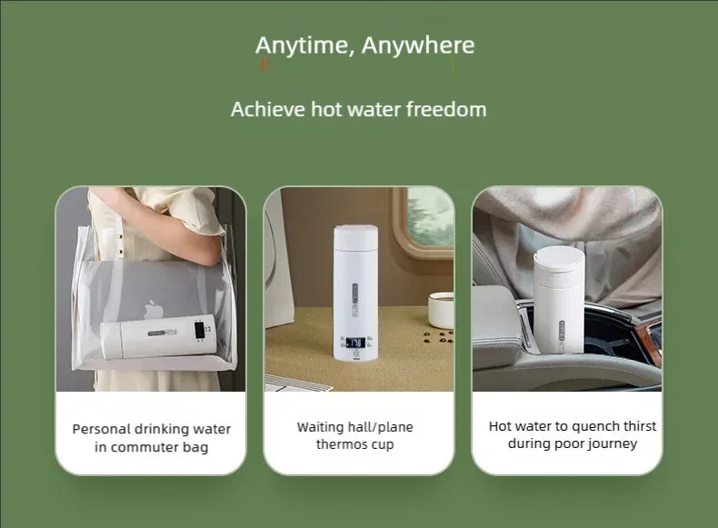 JFBONIN Electric Kettles Portable Tea Coffee Kettle Travel Boil Water Thermal Cup Anti-Scald Water Bottle English Menu