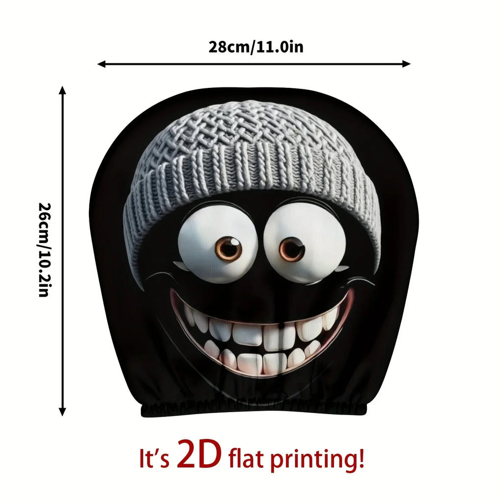 2pc Cartoon Character Knitted Car Headrest Covers Cute Smiling Face Design Washable Universal Head Rest Protector for Auto Decor