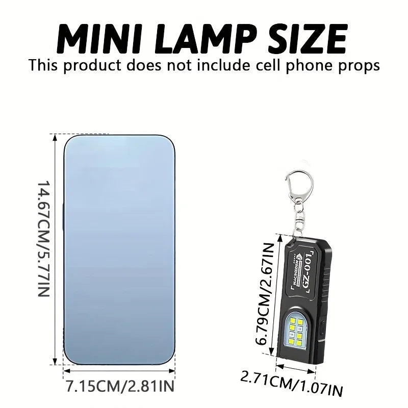 Powerful Mini COB LED Keychain Flashlight Rechargeable Hanging Work Light Keyring Camping Walking Clip Pocket Lights